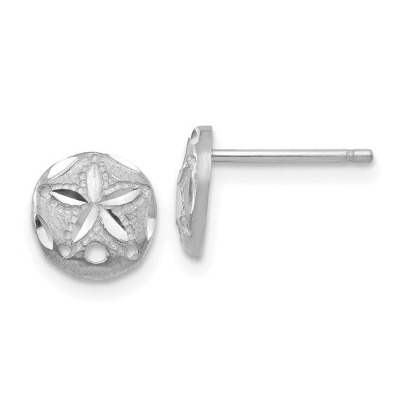 Kazi Luxury 14k White Gold Diamond-cut Sand Dollar Earrings